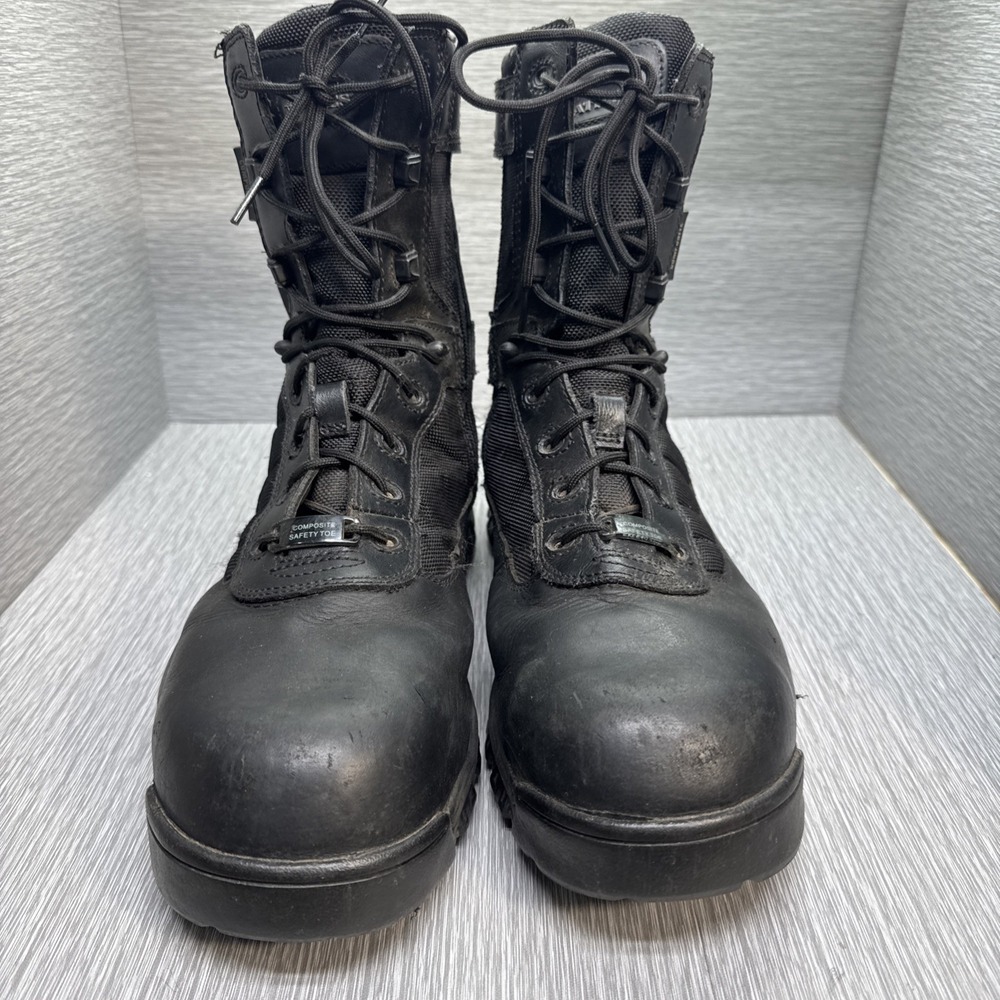 Bates Tactical Boots Men's 12M Black Leather Nylon Side-Zip ASTM Safety Toe EH